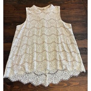 Rose + Olive Off White Lace Top, Women's XL